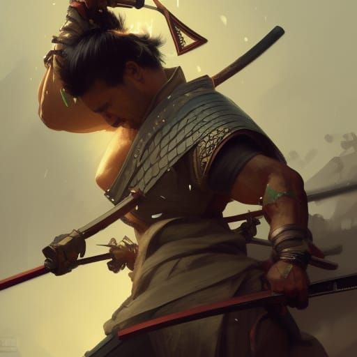 Boar-Headed Samurai Portrait in Hyperdetailed Digital Art