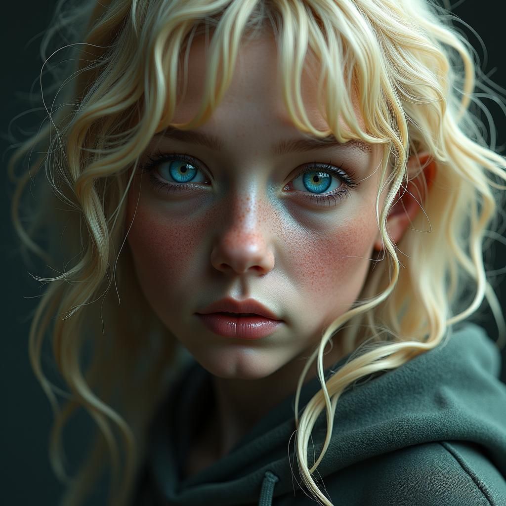 Ethereal Blonde Model Portrait as 3D Rendered Art