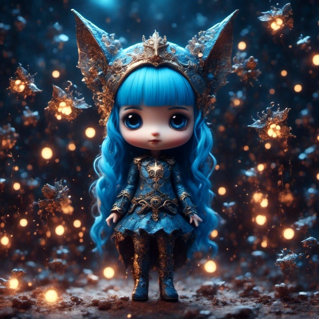 Chibi Superhero Princess in Aetherpunk Style