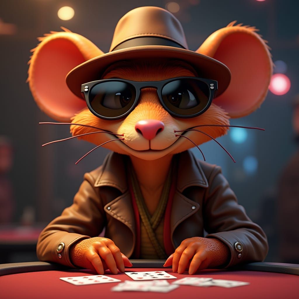 River Rat Poker Bot in Disney Cartoon Style