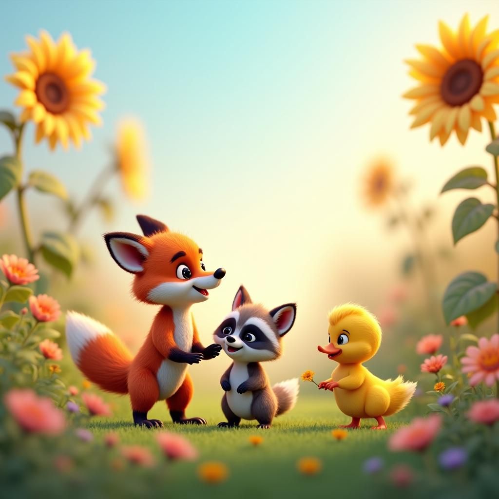 Adorable Baby Animals Play in Flower Garden