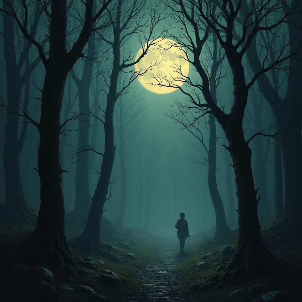 Mystical Dark Forest Fairy Tale in Dark Fantasy Style