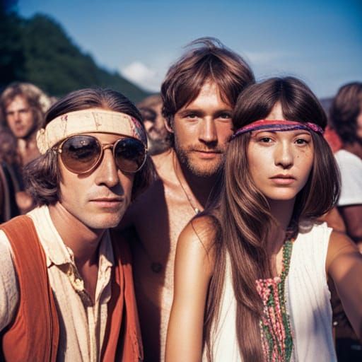 Hippies at 1968 Music Festival, Fujifilm Superia 400