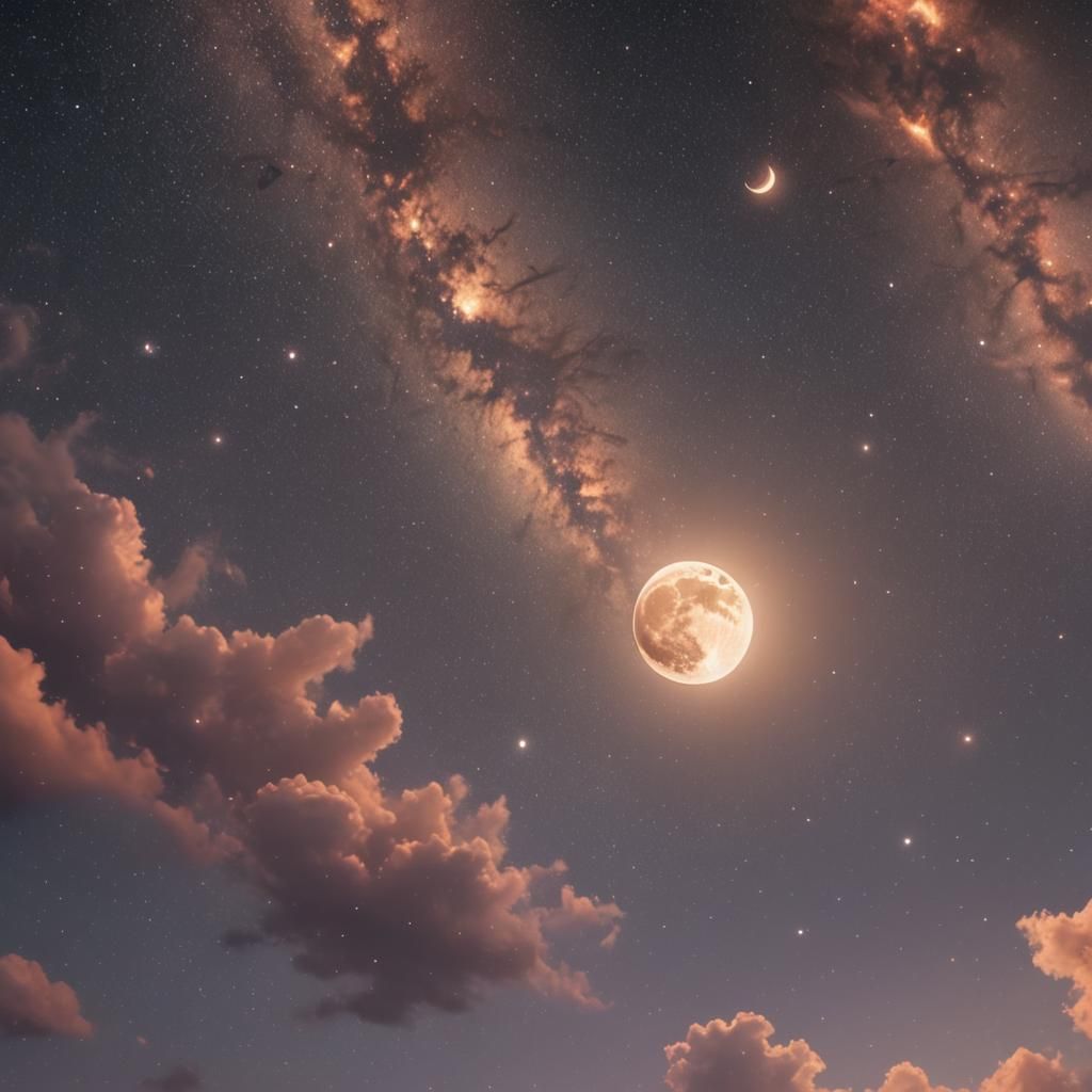 Colorful Universe: Moon Dance in Starry Sky