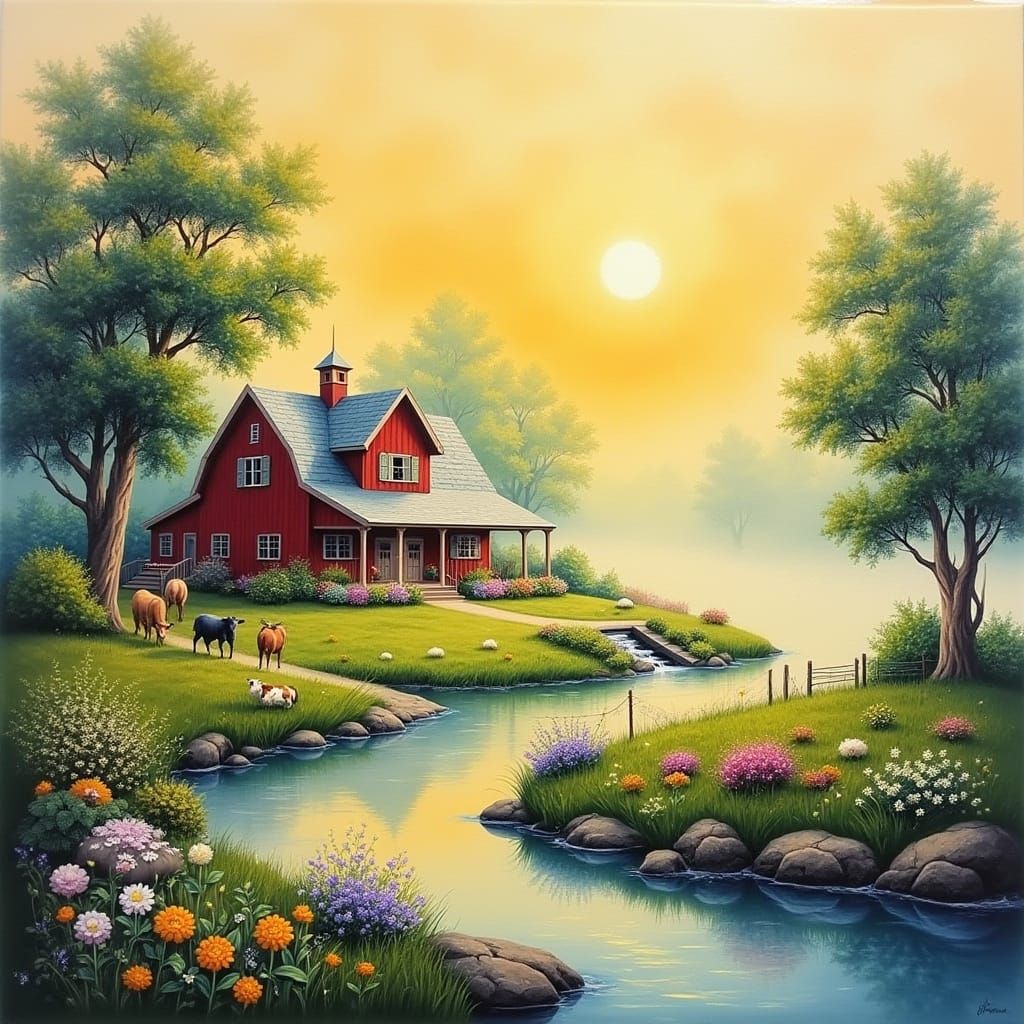 Rustic Country Estate Enveloped in Misty Elegance