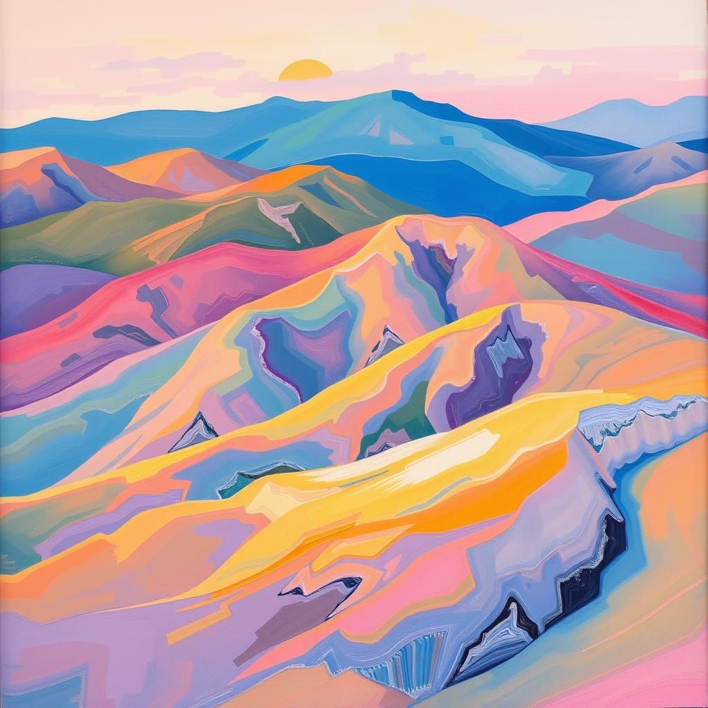 Vibrant Expressionist Landscape with Neon Accents