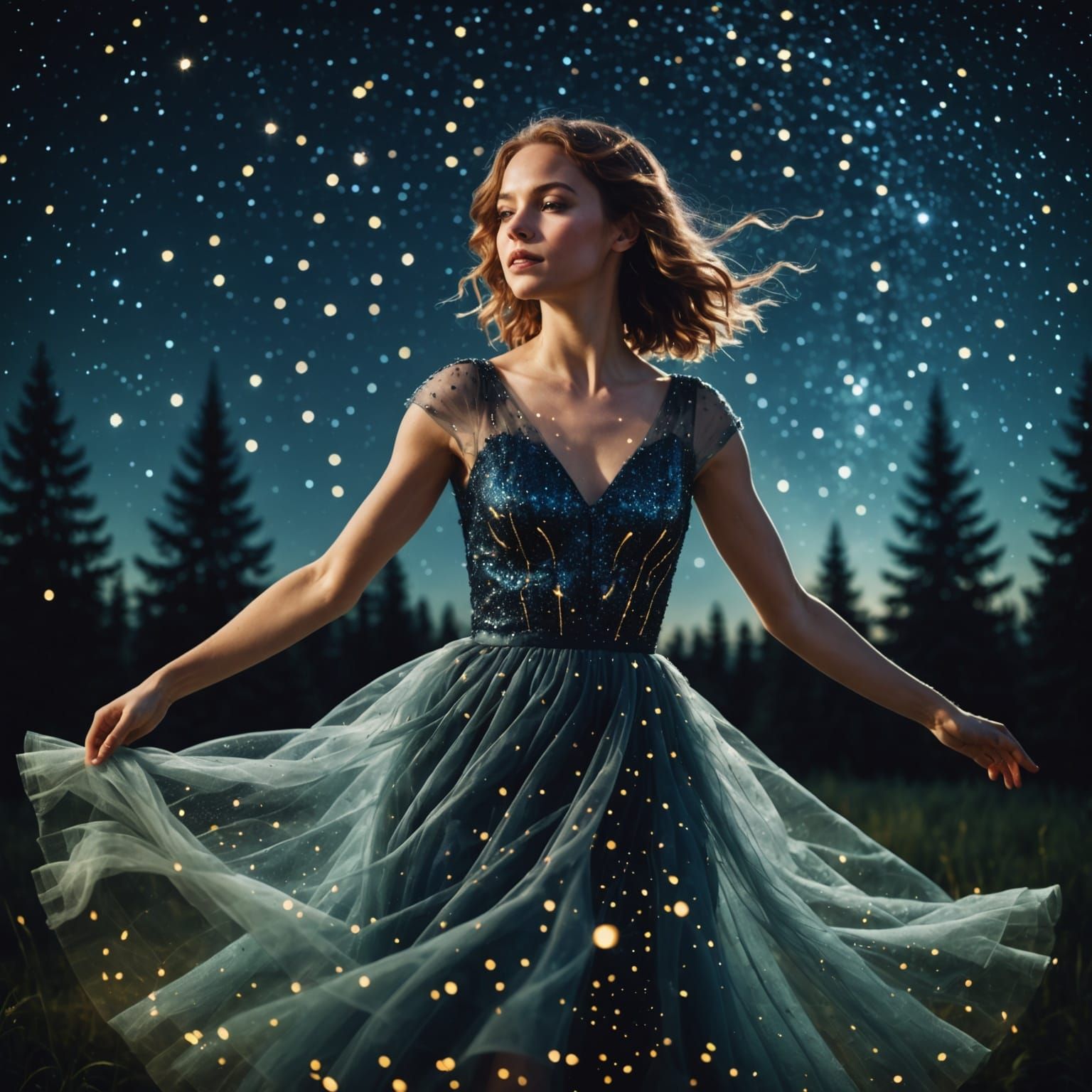 Celestial Ballerina in Double Exposure