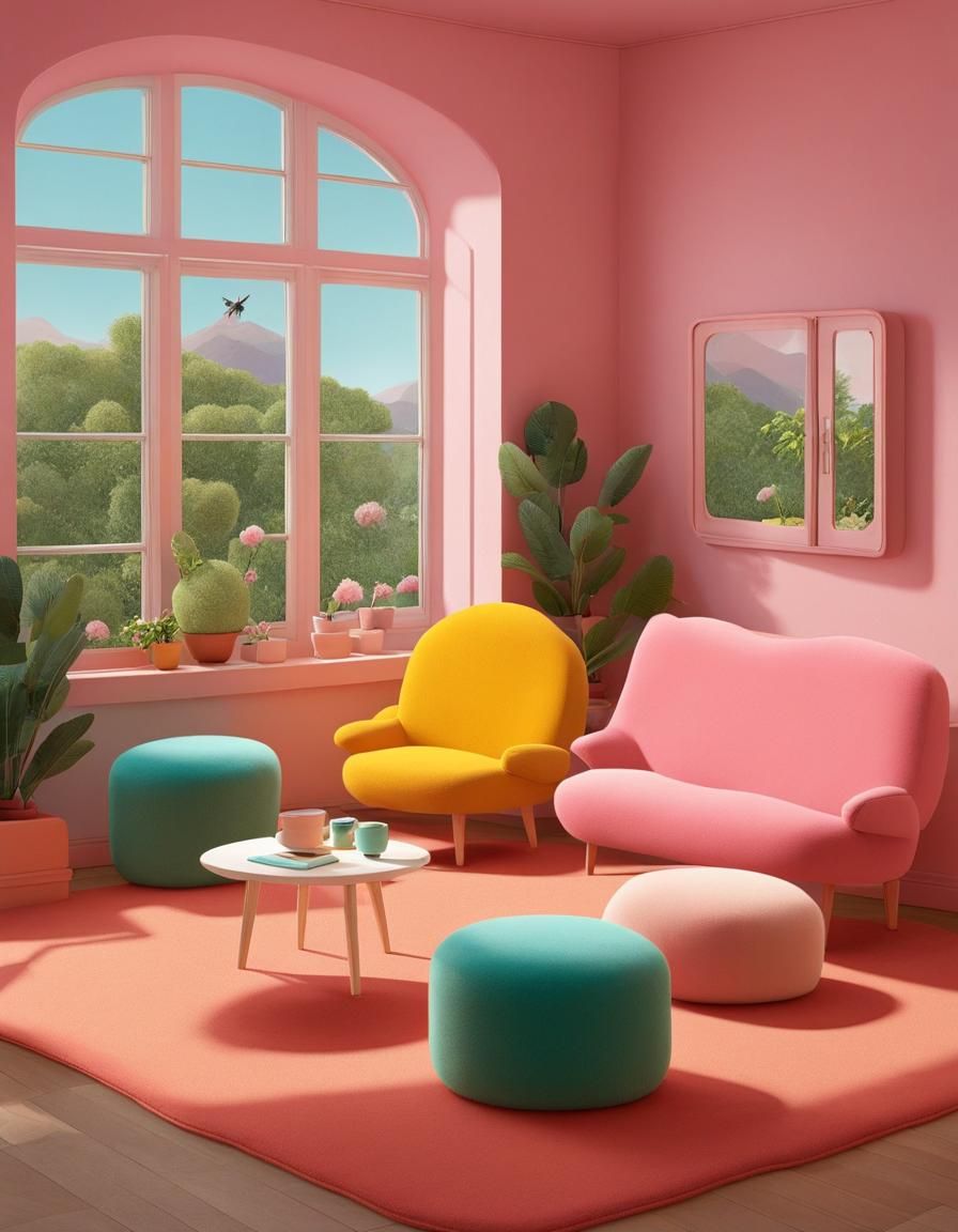 Dreamy Furry Furniture in Retrofuturistic Style