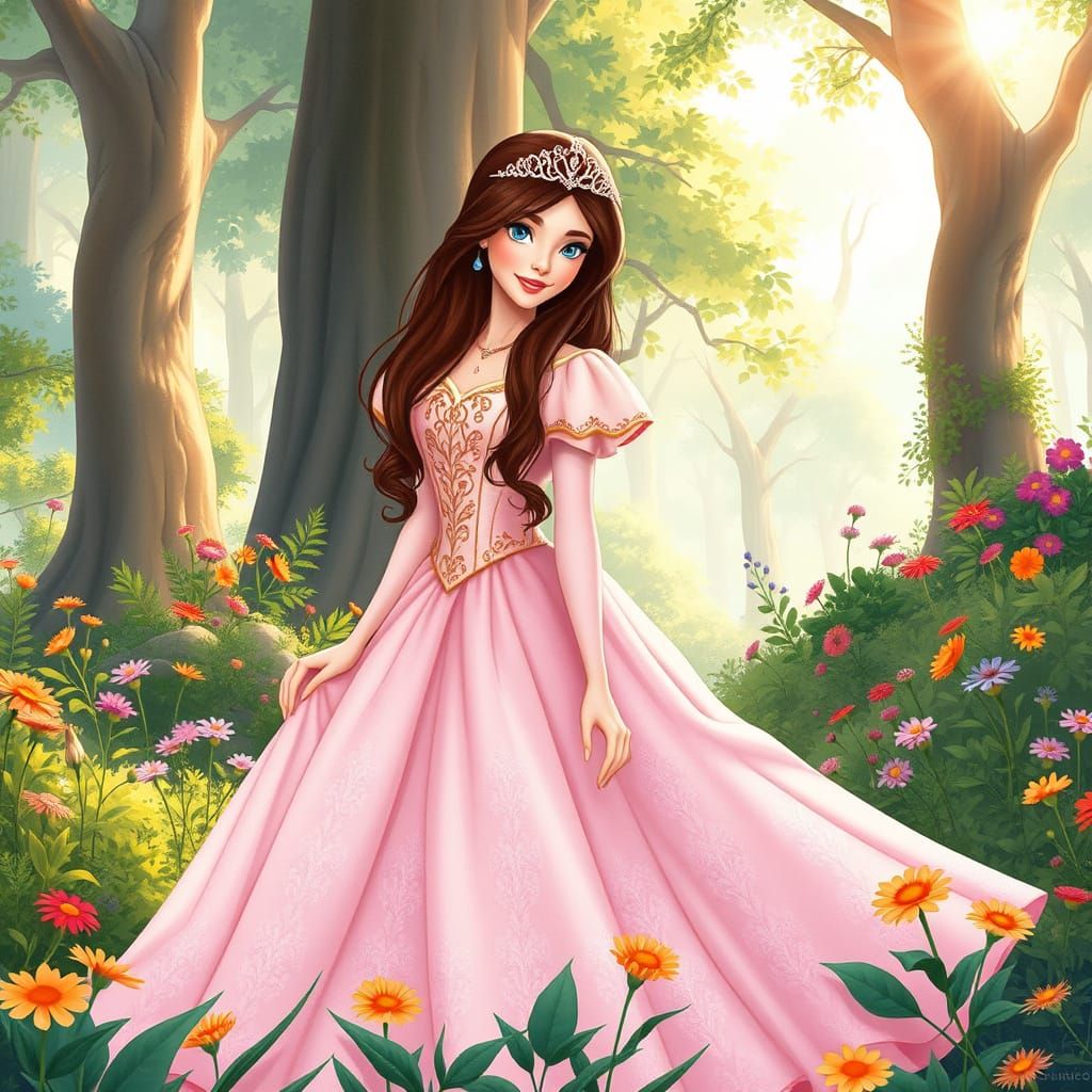 Enchanted Forest Princess in Whimsical Disney Style