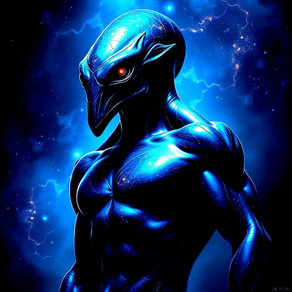 Giant Dark Blue Humanoid Celestial Being with Hypnotic Onyx ...