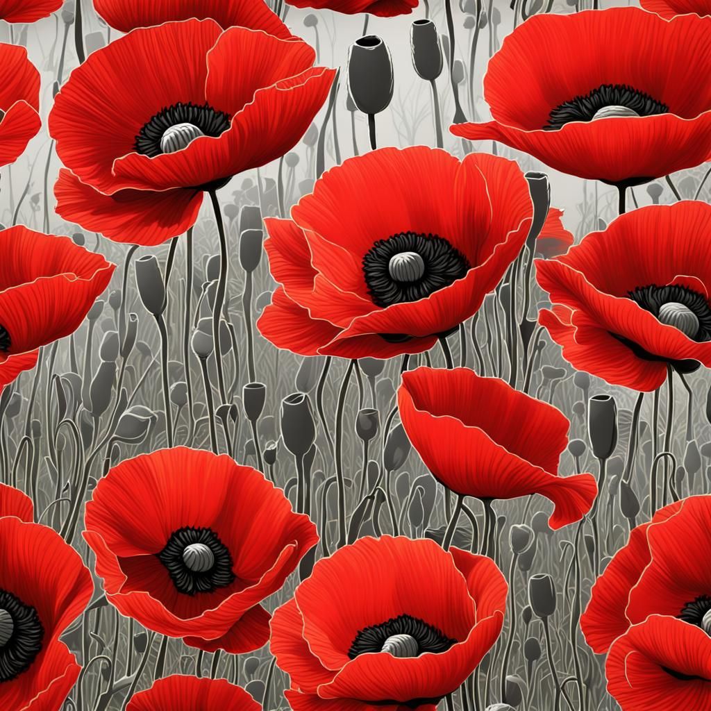 Poppy Field Armistice Day Remembrance in Photographic Style