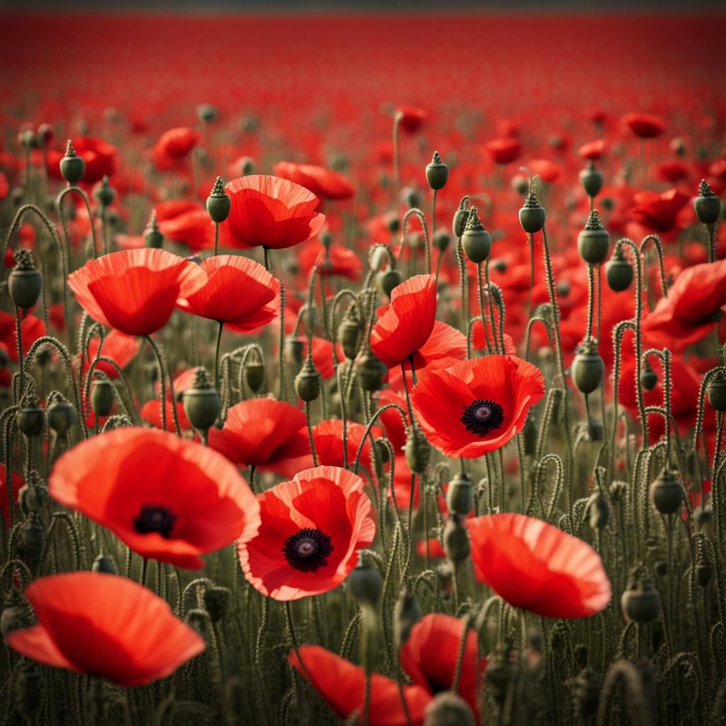 Field of Red Poppies for Armistice Day