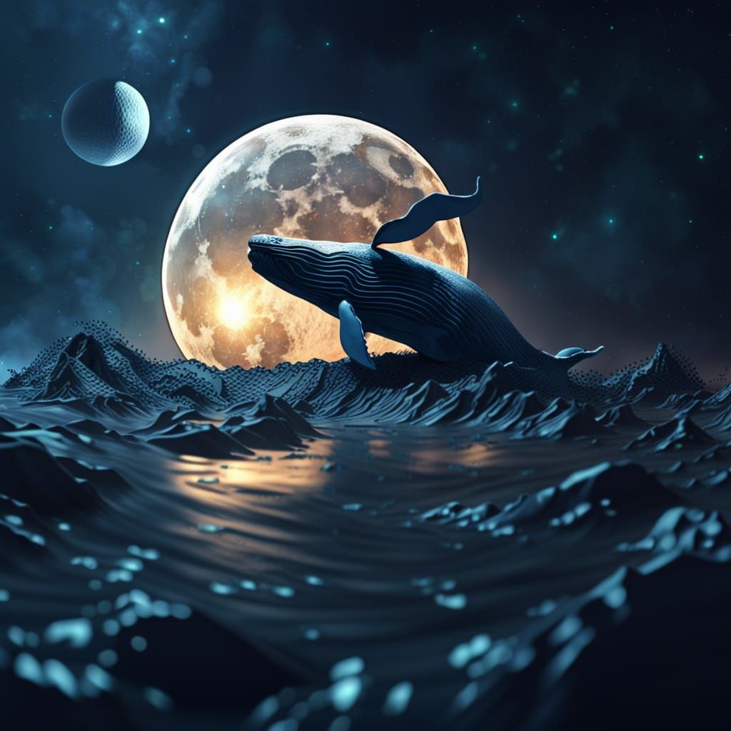 Cosmic Whale Soaring Across the Moon
