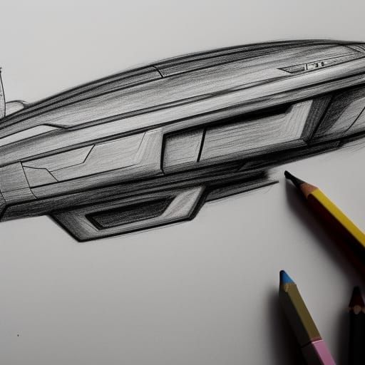 Futuristic Spaceship Drawing with Bokeh