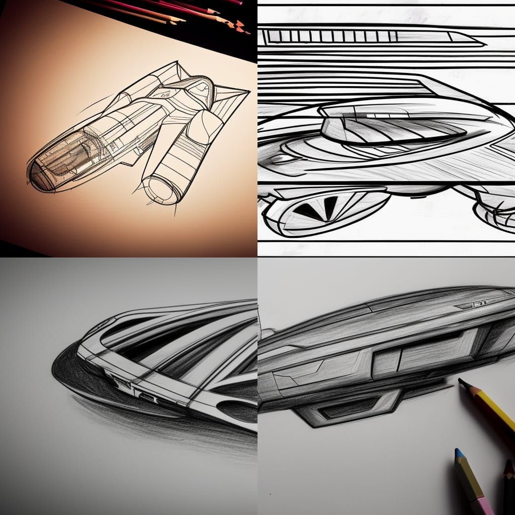 Futuristic Spaceship Drawing with Bokeh