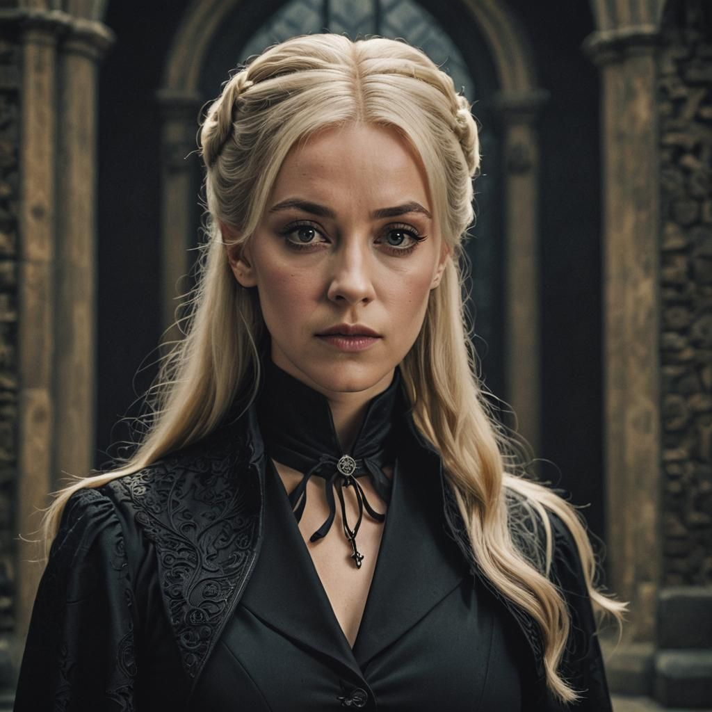 Gothic Portrait of a Woman with Black and Blonde Hair