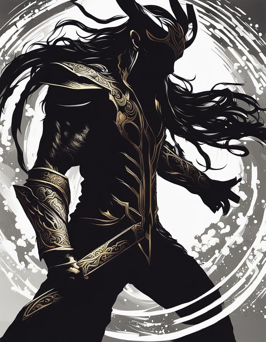Loki Silhouette Book Cover in Anime Graffiti Style