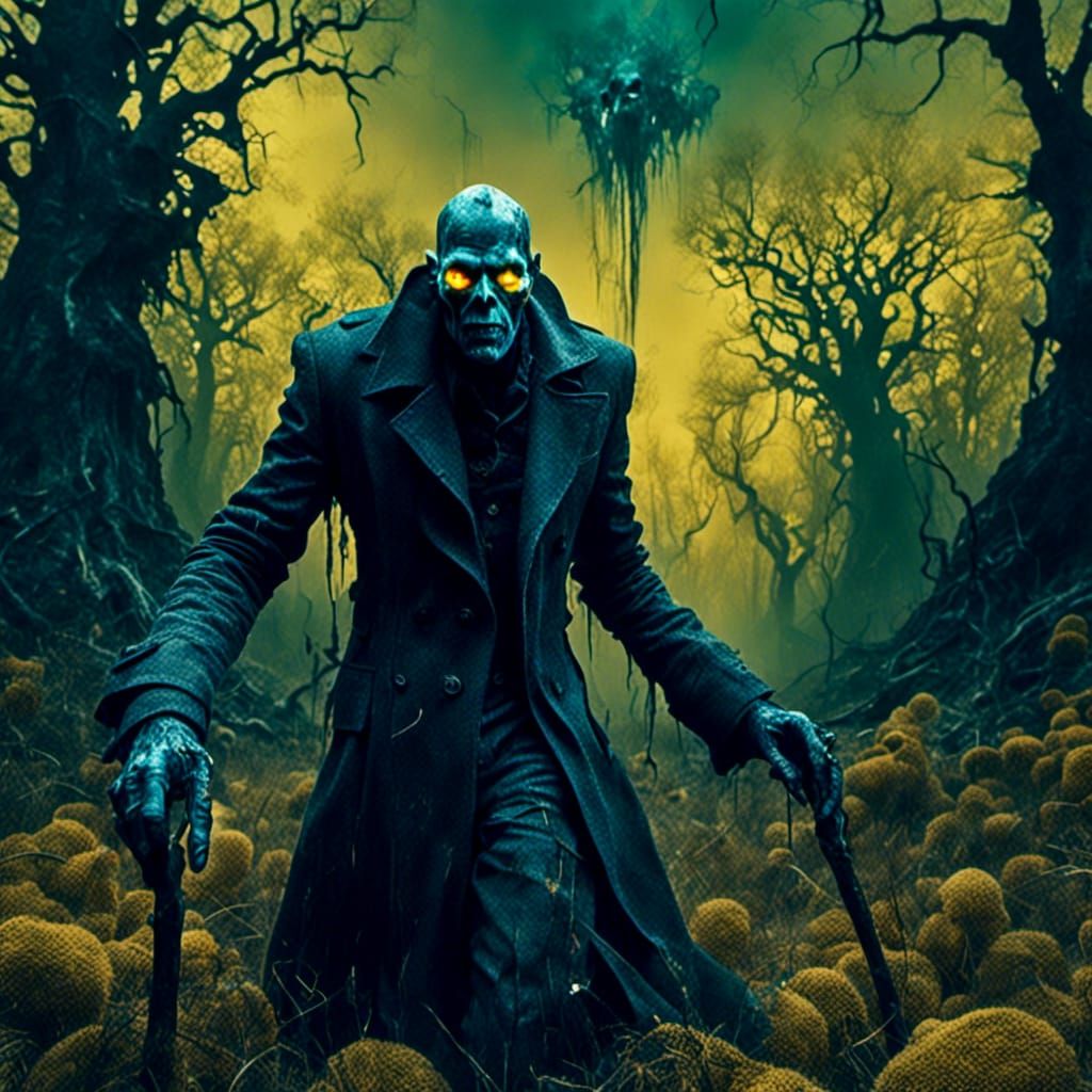 Cyclops in Forest with Ghost, Macabre Art