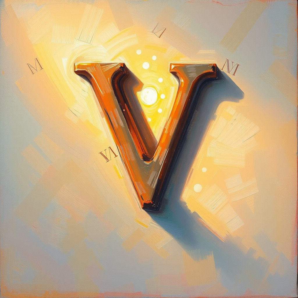 Impressionist Oil Painting of Roman Numeral V