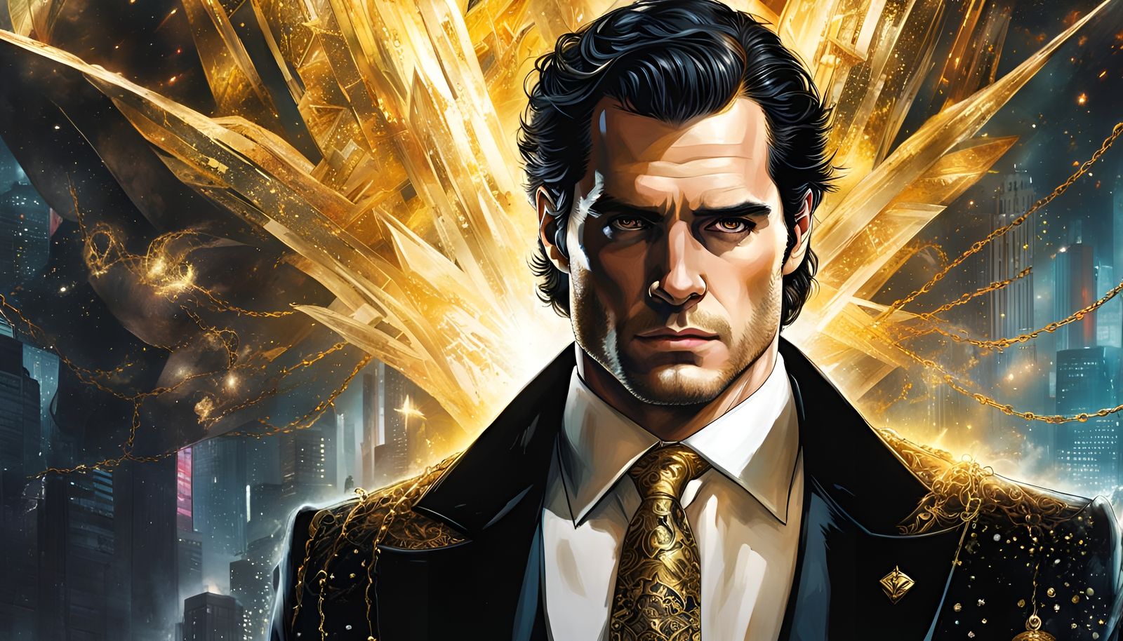 Evil CEO in Cyberpunk Style with Broken Chains