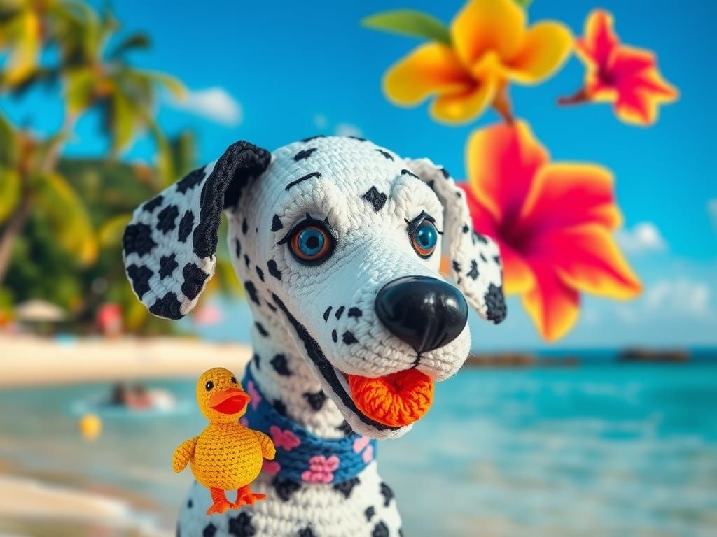 Dalmatian Dog in Vibrant Tropical Fantasy Scene