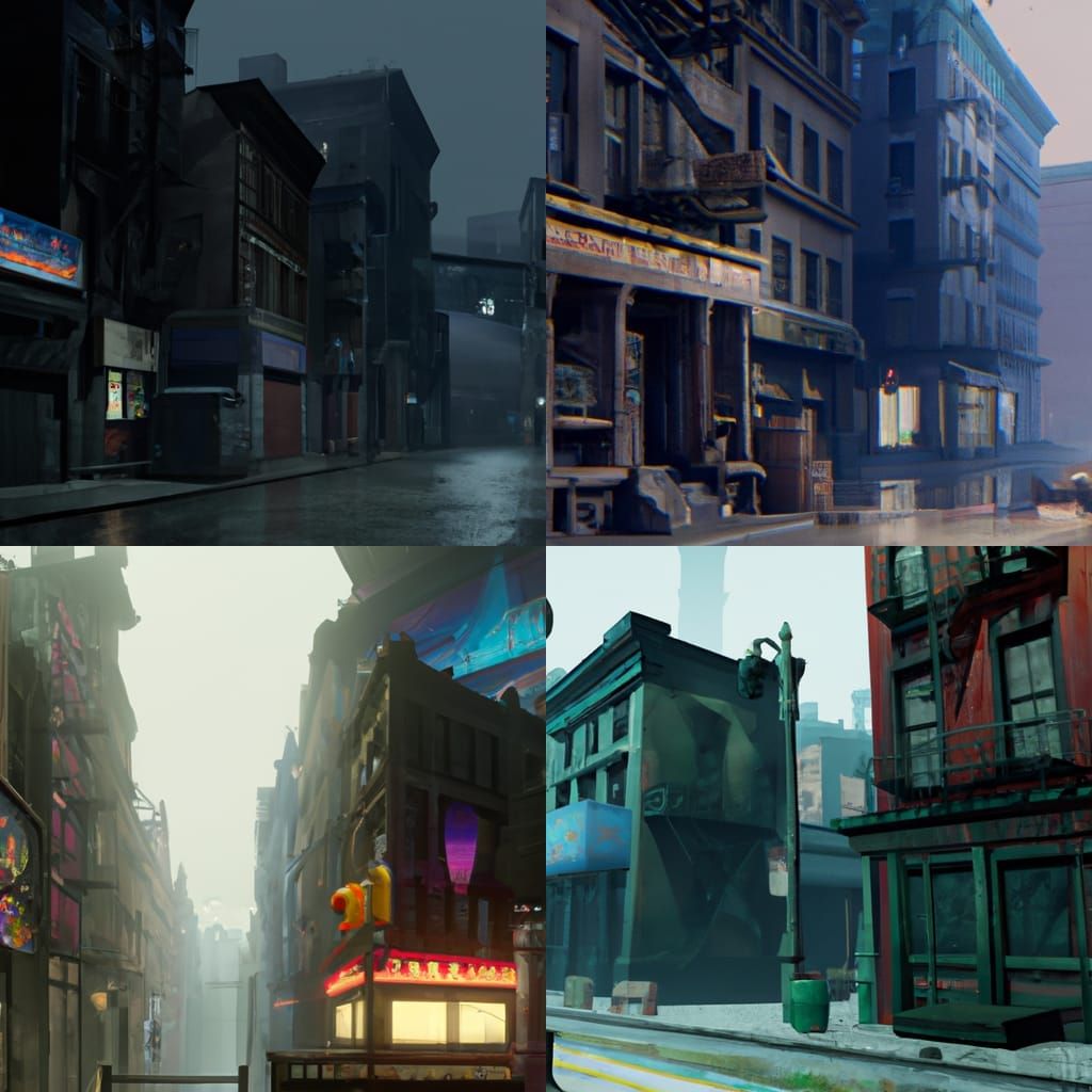 Detailed Matte Painting of New York City Street