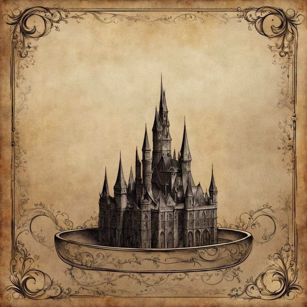 Luxurious Parchment with Crystal Glass Inkwell and Quill