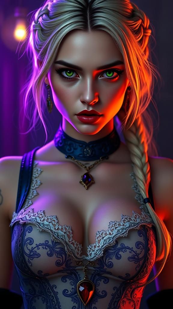 Vampire Woman in Gothic Armor, Dark Fantasy Art