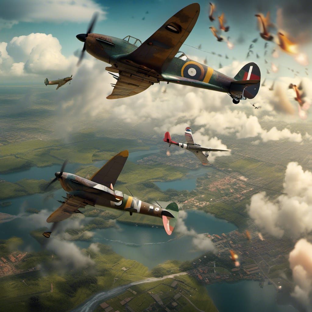 Spitfire and Messerschmitt Air Battle: Digital Matte Paintin...