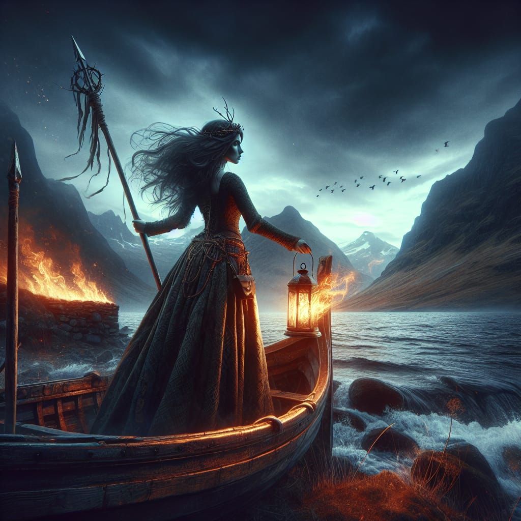Celtic Warrior Queen on Misty Scottish Isle
