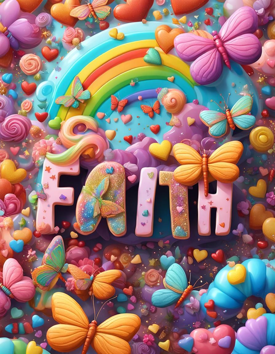 Colorful 'FAITH' Illustration in Candy Art Style