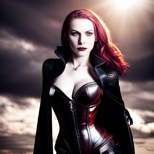 Hyperrealistic Vampire Woman in Corset Armor
