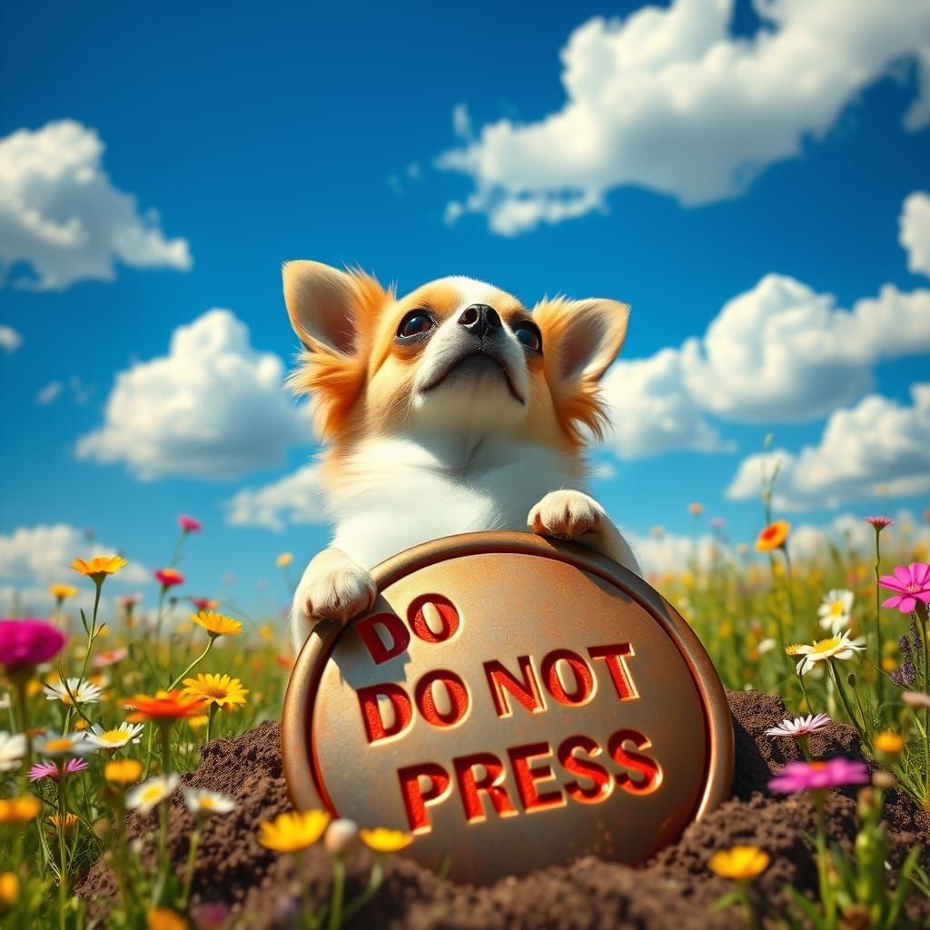 Whimsical Chihuahua in a Field of Wildflowers