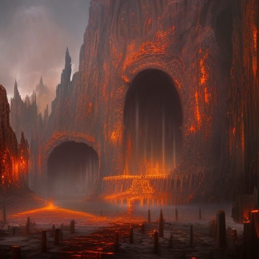 Fantastical Gates of Hell in Deep Color