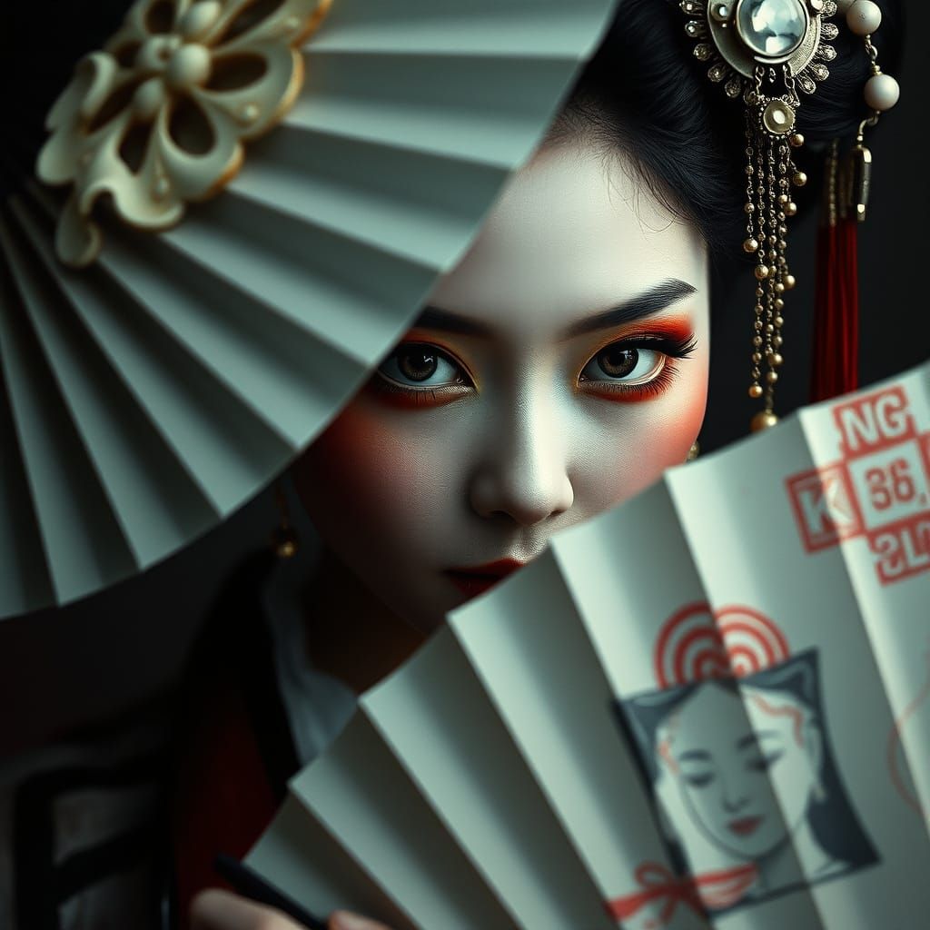 Enigmatic Geisha Portrait in Rutkowski Style