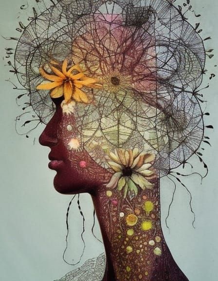 Abstract Textile Art Portrait of a Woman