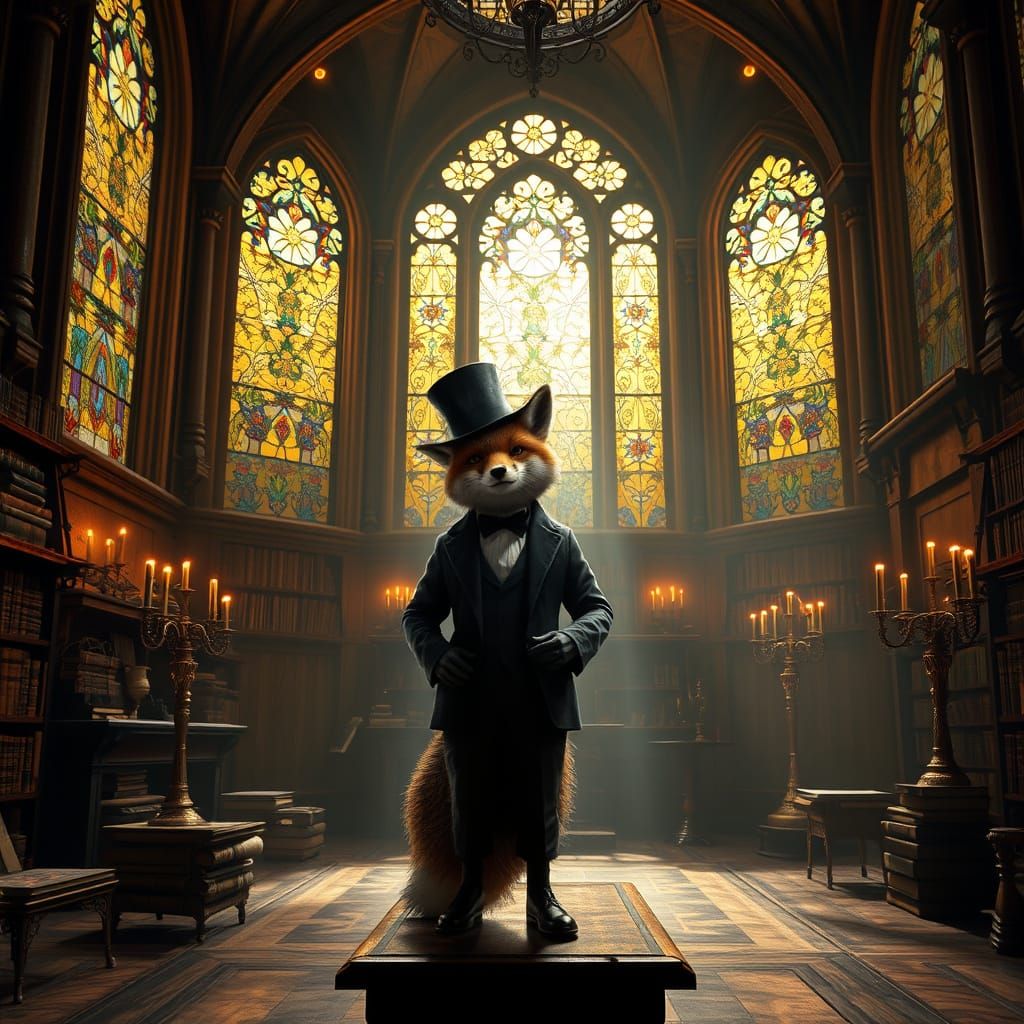 Mystical Fox Teacher in Ancient Classroom