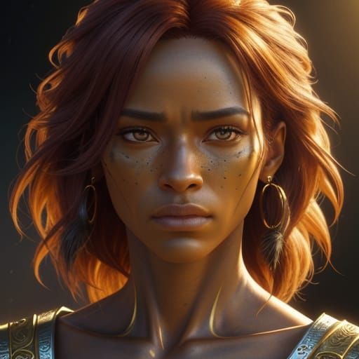 Realistic Digital Art Character with Golden Lighting
