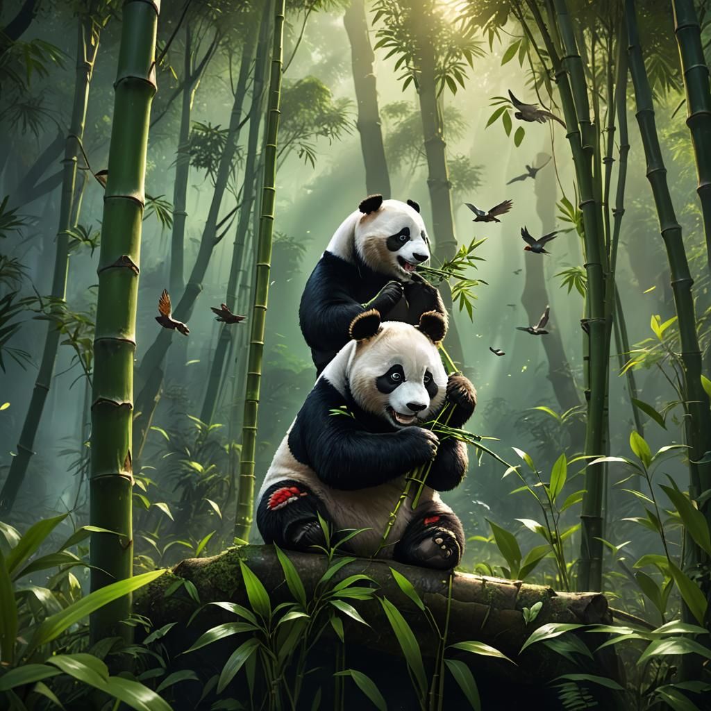 Panda in Glowing Rainforest Concept Art