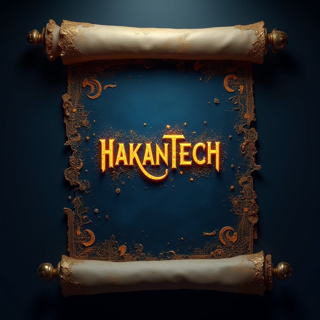 Ancient Scroll Reveals HakanTech Logo in Golden, Swirling Pa...