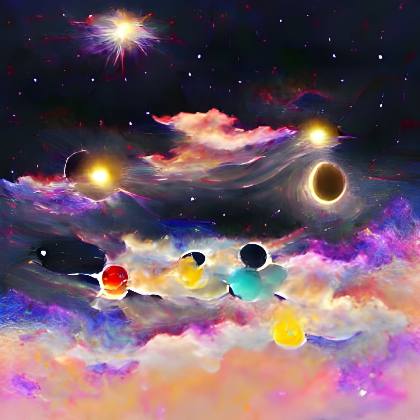 Beautiful Solar System in Star Filled Sky