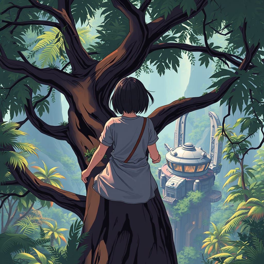 Girl Climbs Alien Jungle Tree to Discover Abandoned Futurist...