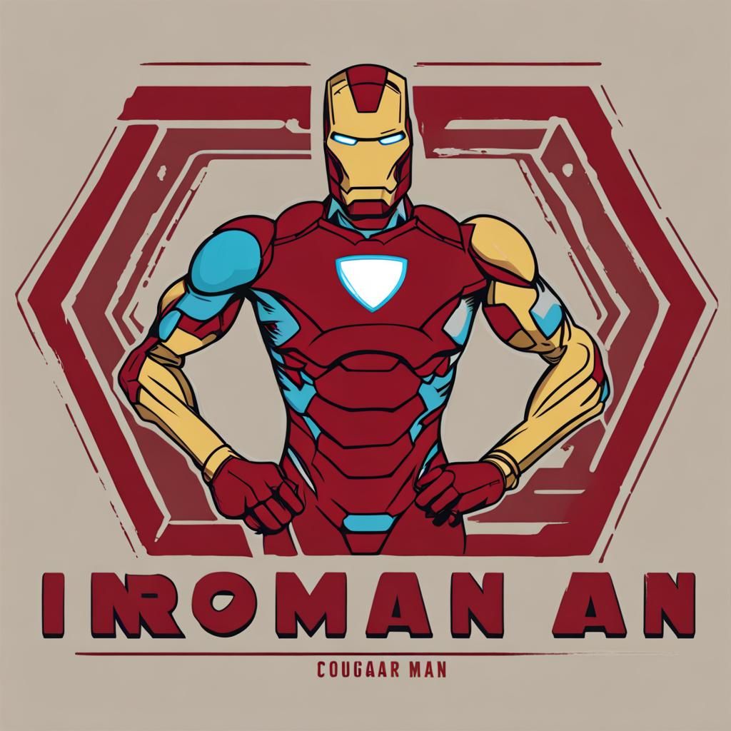Cougar Man in Ironman T-shirt: AI Generated Image