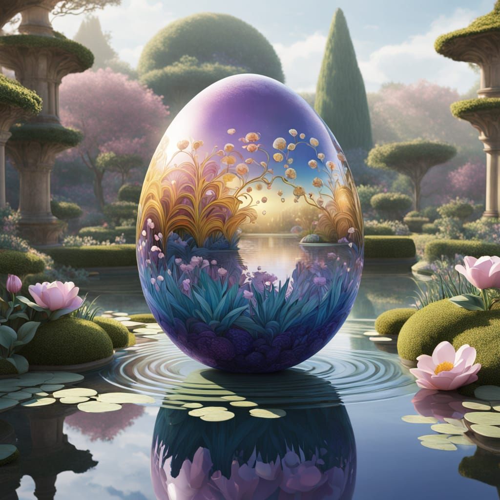 Whimsical Easter Egg in Dreamlike Illustration Style