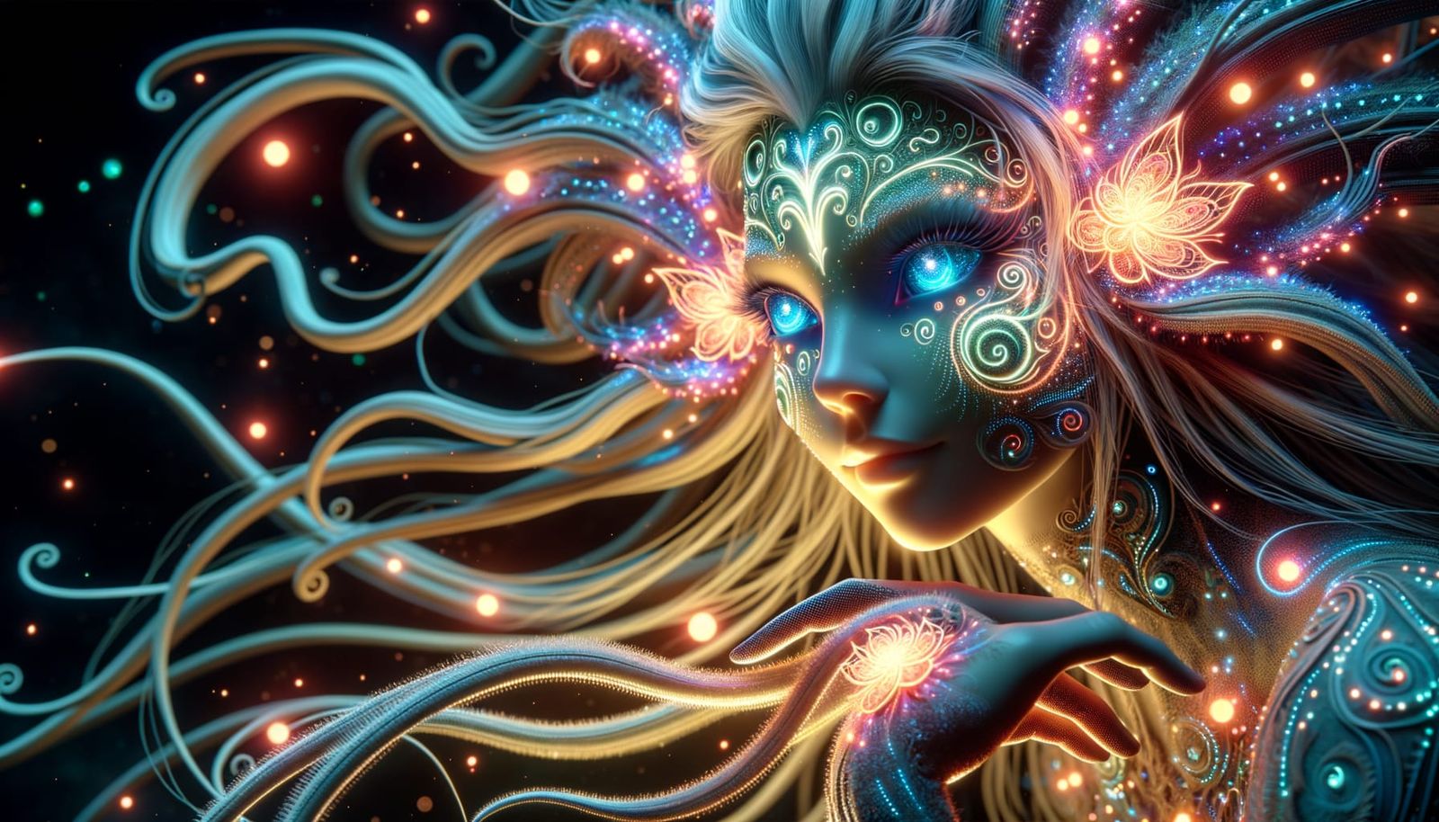 Bioluminescent Mythical Creature in Moonlight