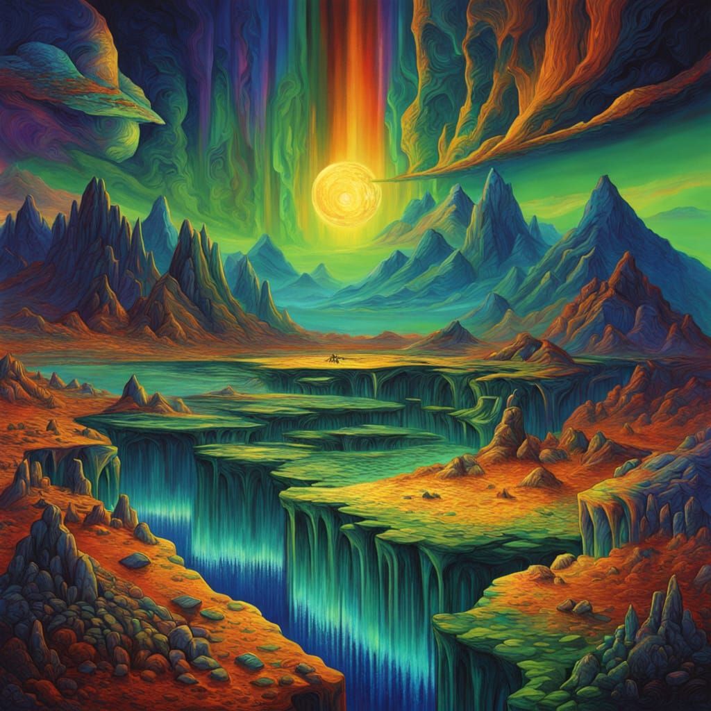 Aurora Borealis Reflections on Alien Planet in Cosmic Surrea...