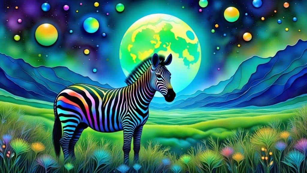 Blue Striped Zebra in Mystical Savanna