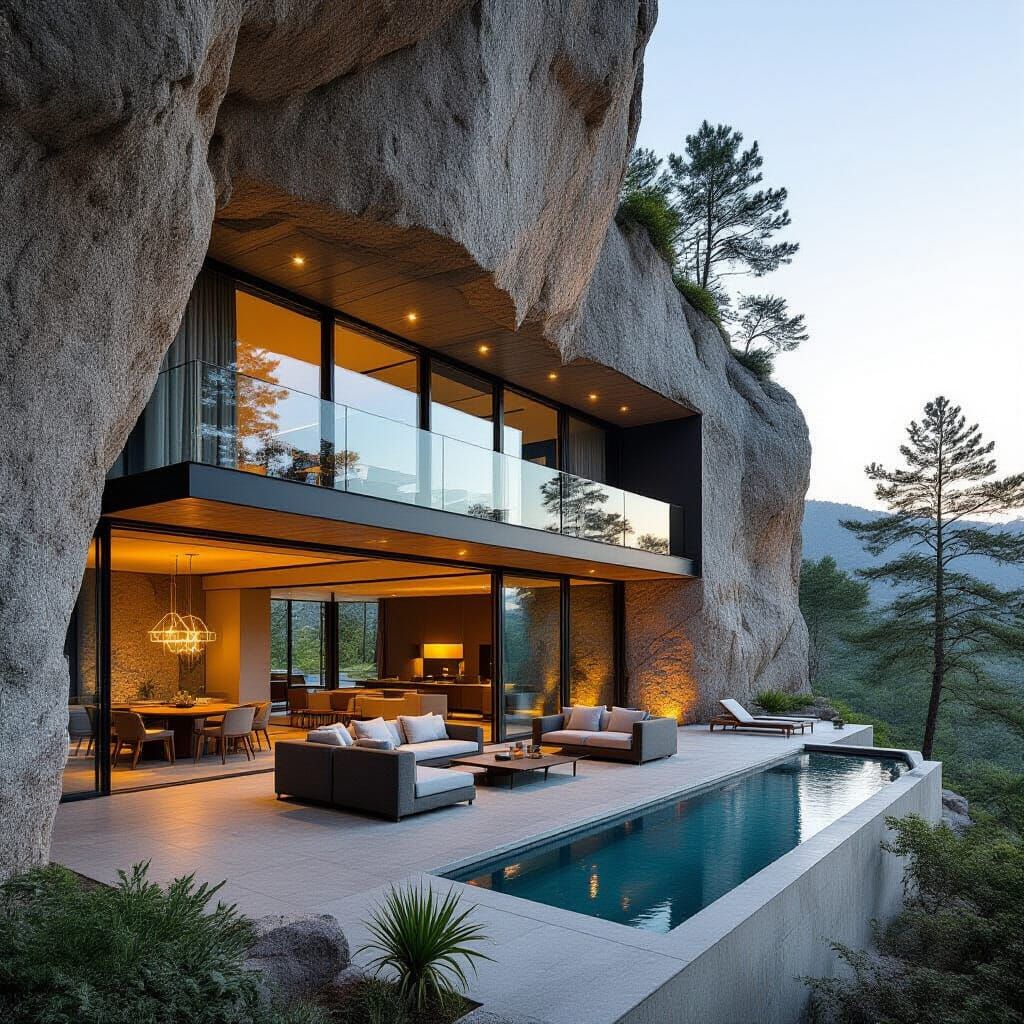Cliffside Villa With Glass Walls in Scandinavian Style