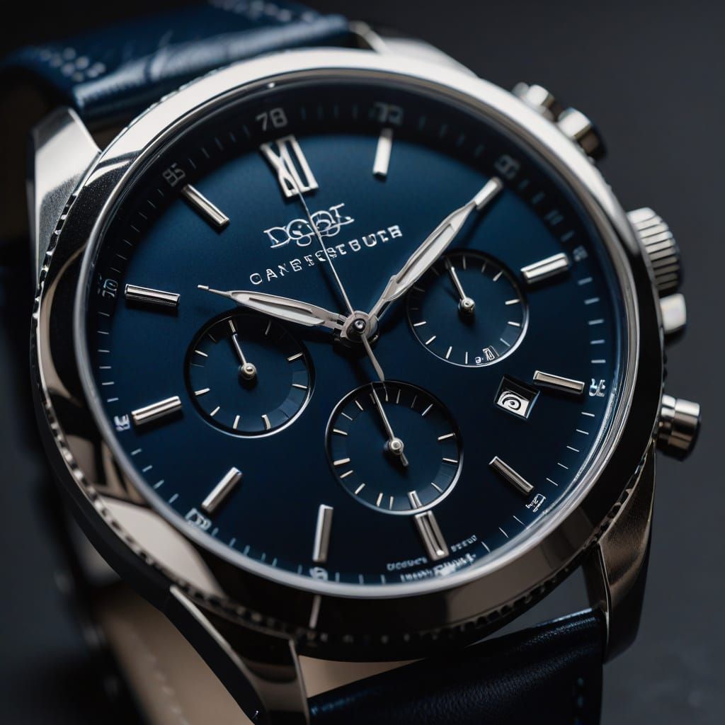 Sleek Black Men's Watch with Navy Blue Face