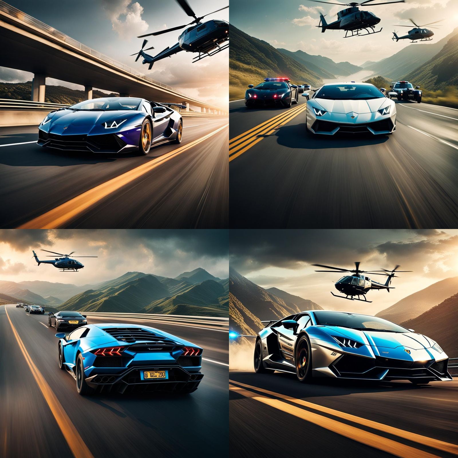 Lamborghini Highway Chase: Cinematic Digital Matte Painting